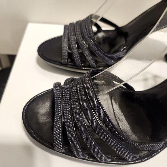 Marc Jacobs Black Patent Leather/Denim Strappy Platform Sandals Sz.7.5/38.5 $495 - Picture 3 of 12